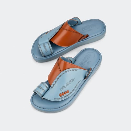 نعال زبيري شرقي إيطالي بتصميم أزرق وبرتقالي فاخر