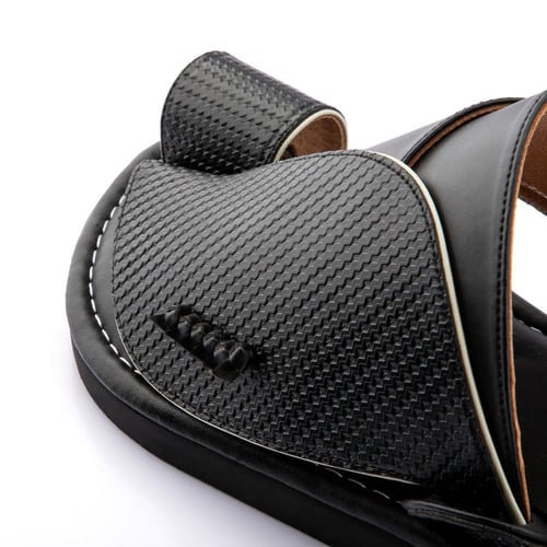 نعال شرقي وطني طبي من الجلد الاسود الطبيعي