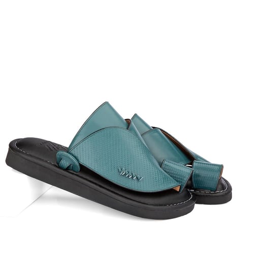 نعال شرقي طبي جلد فيروزي غامق