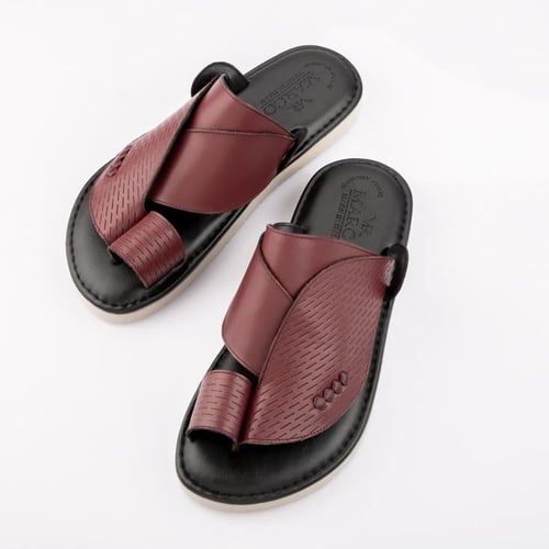 نعال رجالي جلد خمري طبي إيطالي