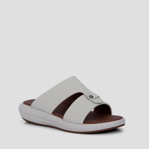 نعال خليجي طبي من الجلد البيج الكريمي الطبيعي