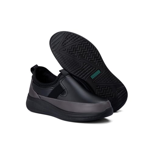 حذاء كاجوال طبي من فيكتور كلارك - جلد اسود ورمادي