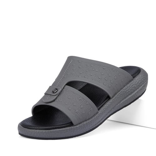 نعال شرقي جلد طبيعي رمادي واسود