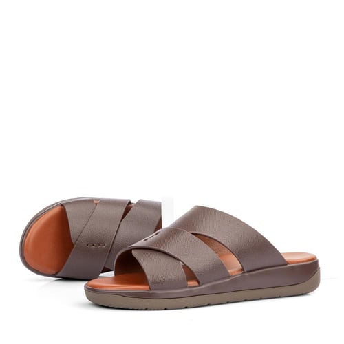 نعال طبي خليجي جلد بني طبيعي