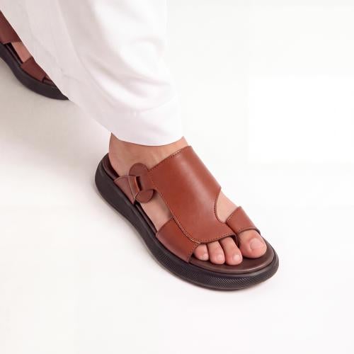 نعال خليجي ايطالي جلد بني طبيعي