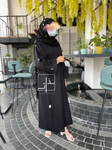 عباية مزينة بتطريز بأكمام واسعة #188