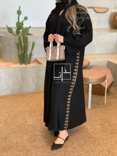 عباية مزينة بتطريز ذهبي فاخر #214