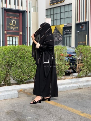 عباية بتطريز بيج #173