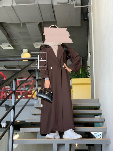 عباية عملية بأكمام كسرات و جيوب أمامية #182