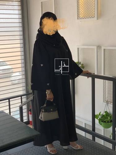 عباية مزينة بتطريز بأكمام واسعة #188
