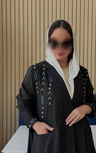 عباية بليزر بتطريز ازرق + سماوي #274