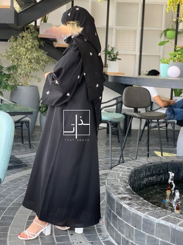 عباية مزينة بتطريز بأكمام واسعة #188