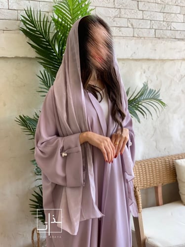 عباية حرير مزينة بـ الؤلؤ #229