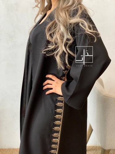 عباية مزينة بتطريز ذهبي فاخر #214