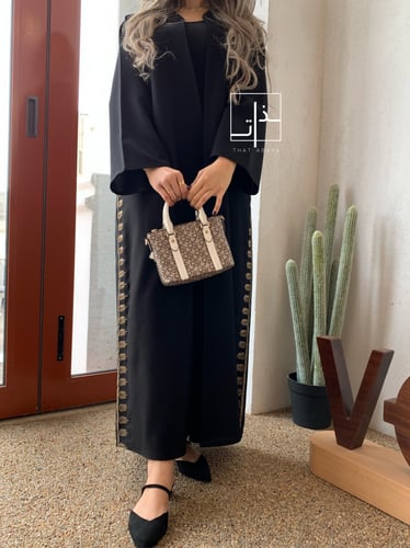 عباية مزينة بتطريز ذهبي فاخر #214