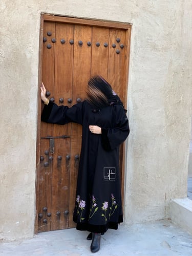 عباية كلوش بتطريز ورود #238