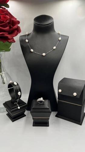 طقم لولو طببعي زراعي وفضة وزركون مميز