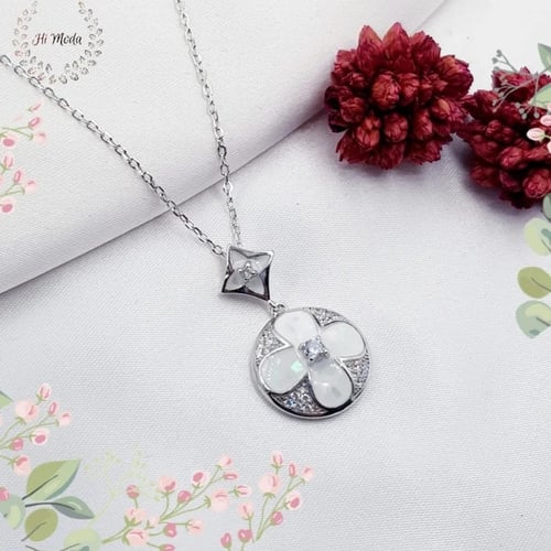 طقم فضة مزين عاج صدفي أنيق