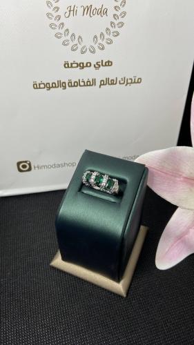 خاتم زركون أخضر مطلي فضة
