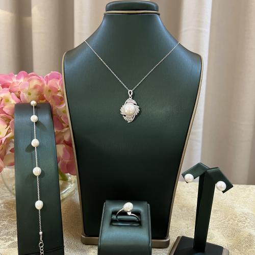 طقم فضة ولولو زراعي وزركون مميز جميل