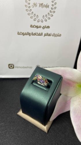 خاتم اكسسوار زركون مطلي فضة زركون ملون