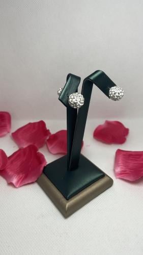 أقراط زركون مطلية فضة لامعة