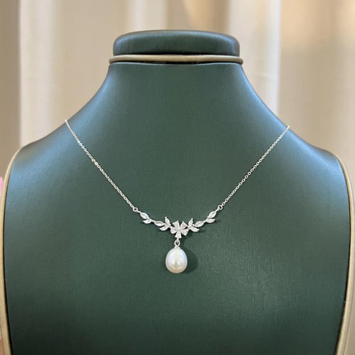 طقم فضة ولولو زراعي تصميم ألماس أنيق وناعم