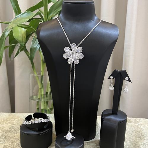 Silver zircon set with diamond design, new shape