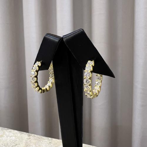 أقراط فضة 925 مع موبسانتي لون ذهبي مع شهادة