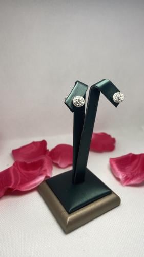 أقراط زركون مطلية فضة لامعة