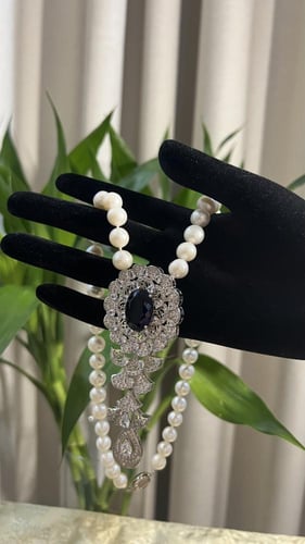 طقم لولو زراعي وزركون مطلي فضة فخم