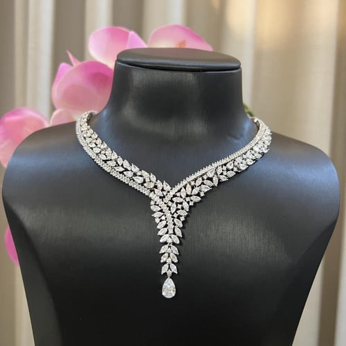 طقم زركون فضي زركون فاخر