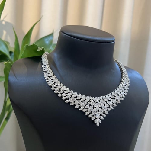 طقم اكسسوار زركون فضي مناسبات لمعة رهيبة