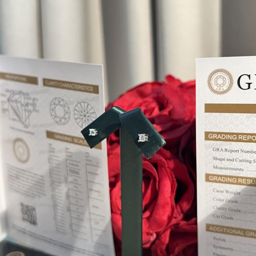 أقراط فضة 925 مع مويسانتي لامعة مع شهادة