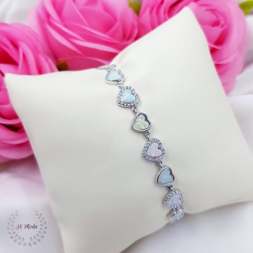 اسورة فضة أوبال مزينة بالصدف فاخرة