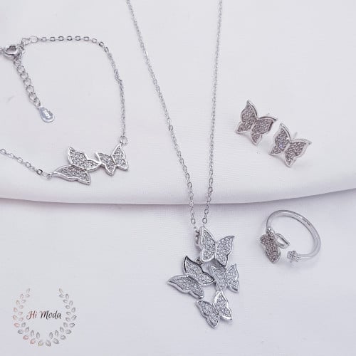 طقم زركون عصري شكل الفراشة