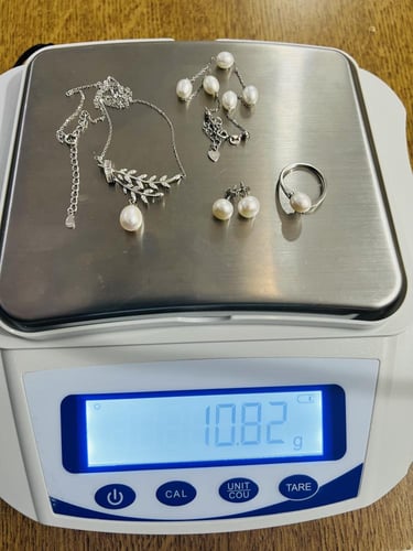 طقم فضة ولولو زراعي وزركون مميز وعصري