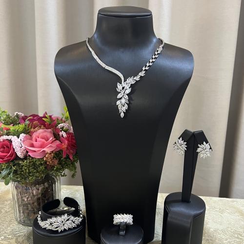 Distinctive silver zircon jewelry set