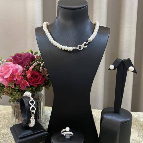 طقم لولو زراعي مطلي فضة جميل ومميز