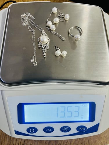 طقم فضة ولولو زراعي وزركون مميز روعة