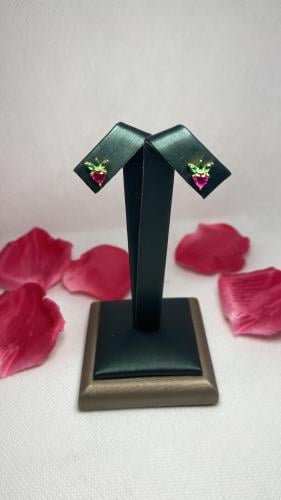 أقراط زركون مطلية فضة روبي