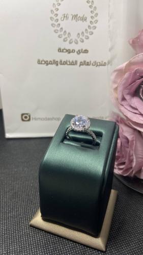 خاتم زركون لامع جذاب مطلي فضة