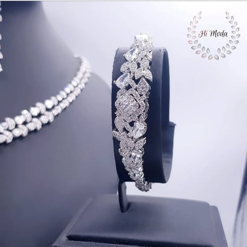 طقم مجوهرات زركون مناسبات فضي قمة الفخامة