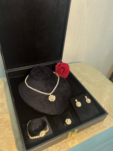 طقم زركون مناسبات دقة ألماس ذهبي فاخر