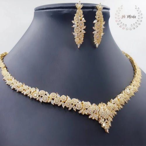 طقم زركون مناسبات ذهبي قمة الفخامة