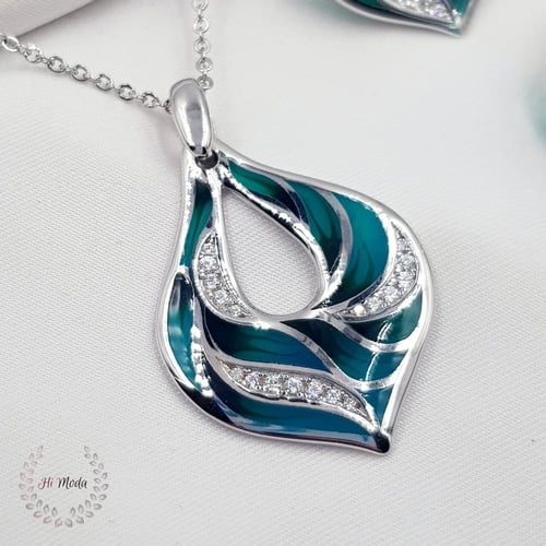 طقم فضة استرليني S925 مزين بألوان جذابة