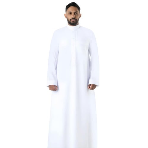 ثوب رجالي ابيض صيفي زرار | ماركة دروش