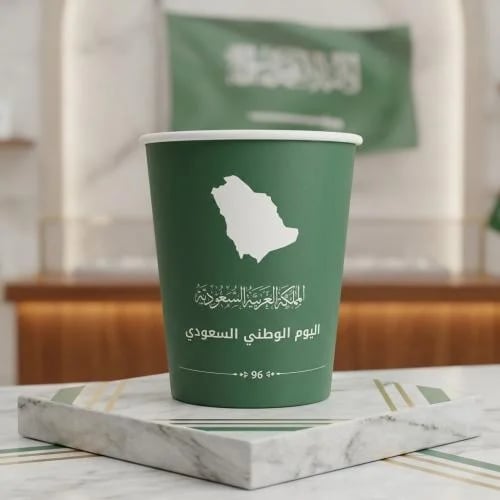 خدمة الطباعه على الأكواب مخصص لليوم الوطني السعودي