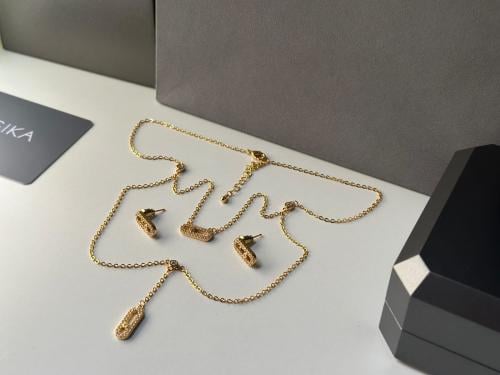 سلسال وحلق ميسكا ذهبي