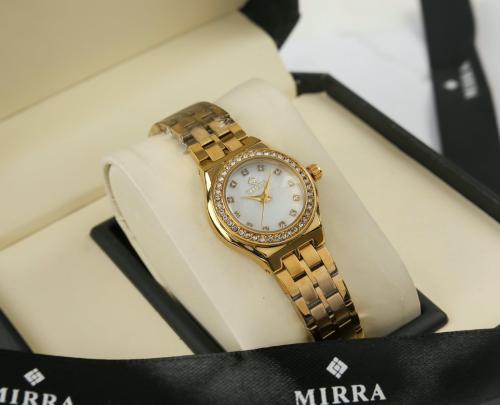 ساعة MIRRA ذهبي مينا ابيض